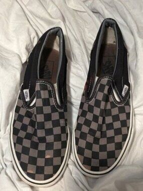 Vans Classic Slip-On Checkerboard Men's Casual Shoe Black Gray US 7.5